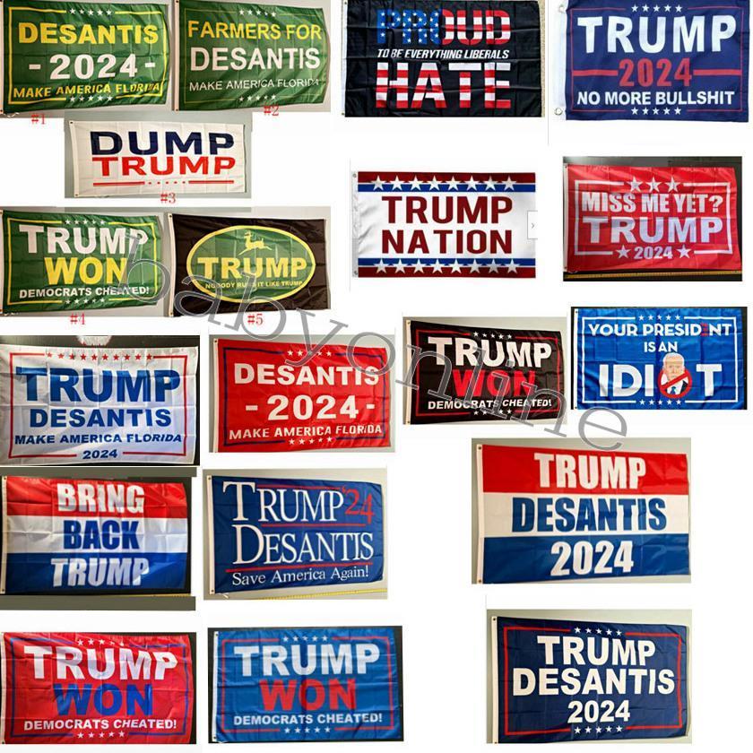 

Donald Trump Flags 3x5 ft 2024 Make America Great Florida Desantis Flag USA President Trump Won Banner Flags 90*150cm 496