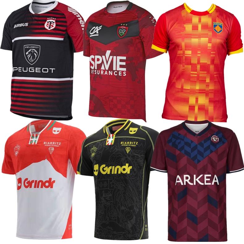 

2021 2022 BIARRITZ Toulouse Toulon rugby jersey Stade Toulousain Rctoulon Union Bordeaux Begles home away Perpignan DOMICILE EXTERIEUR S-3XL, Black;gray