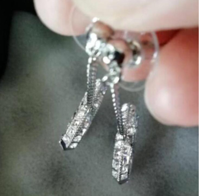 

Fashion diamond hoop earrings aretes for lady women Party wedding lovers gift engagement jewelry for Bride With RED BOX