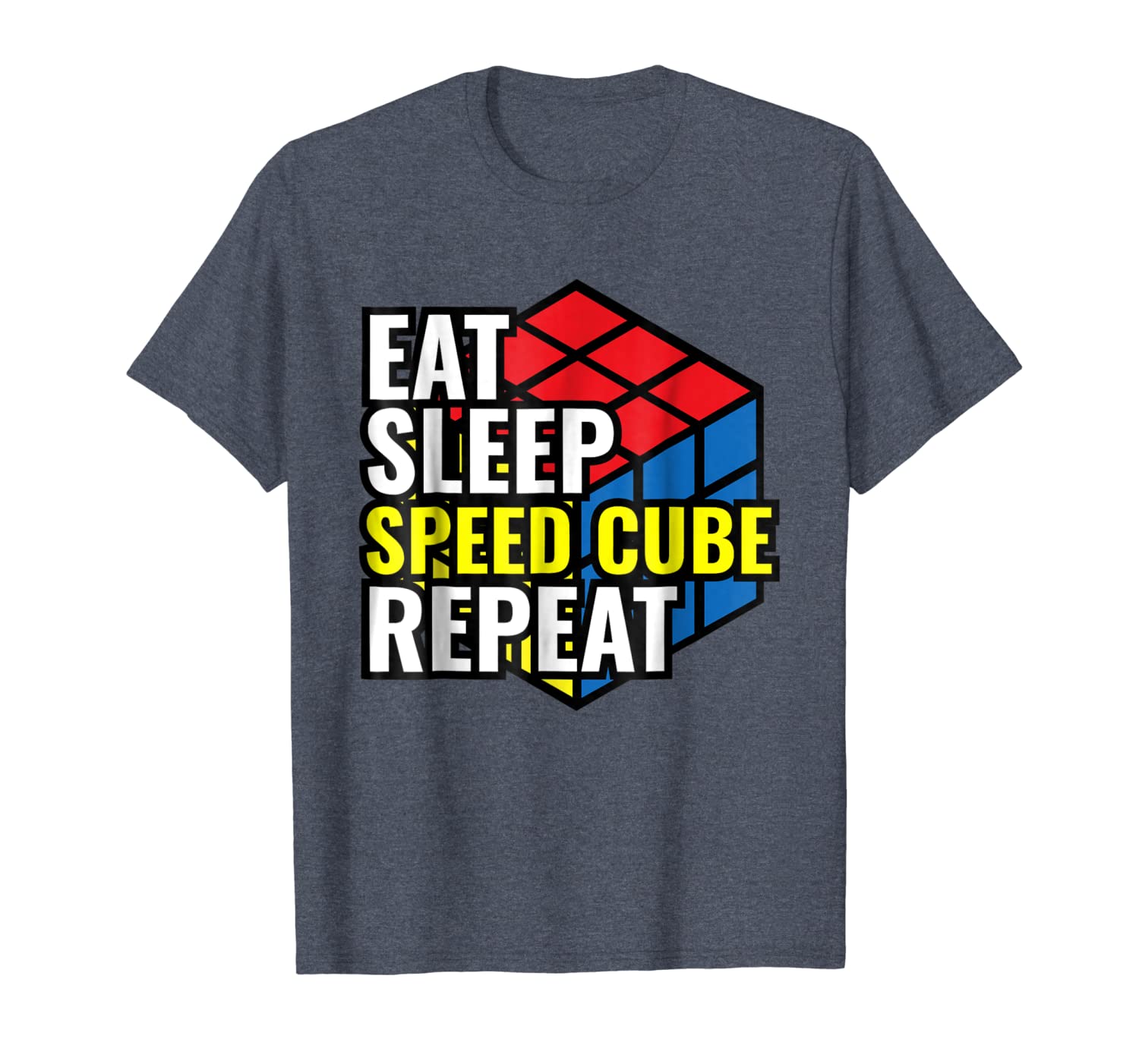

eat sleep speed cube repeat speed cubing puzzle cube shirt, White;black