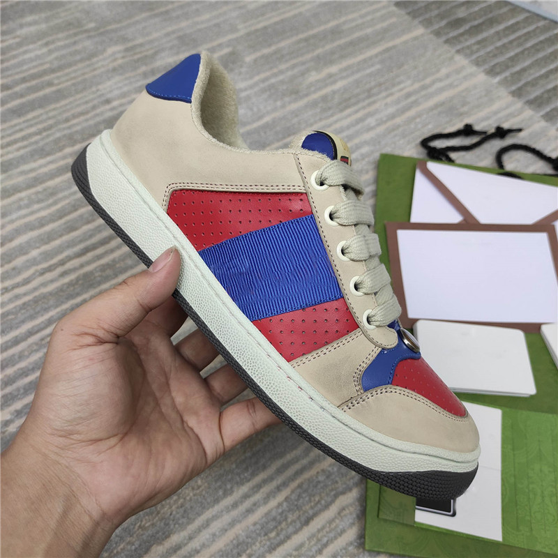 

Designer Luxury Casual Shoes Denim Screener Distressed Leather Low Top Sneaker With Original Box