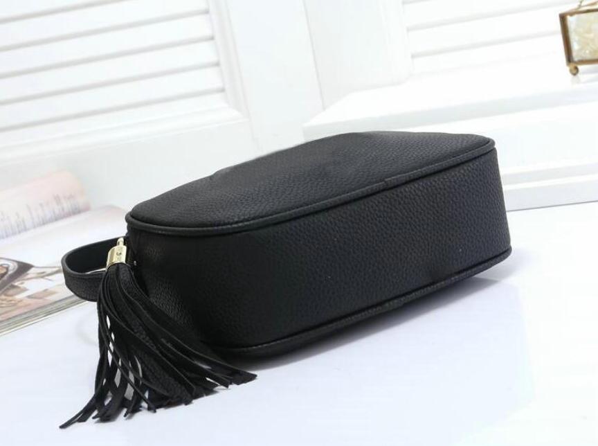 

Women Handbags purse bag SOHO DISCO Bag Leather tassel zipper Shoulder bags Crossbody Messenger handbag #0385, Black