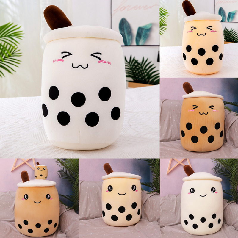 

Cute Boba Tea Plush Toys Bubble Tea Cup Milk Tea Stuffed Doll Drink Pillow With Suction Tube Adorable Back Cushion Kids Gifts