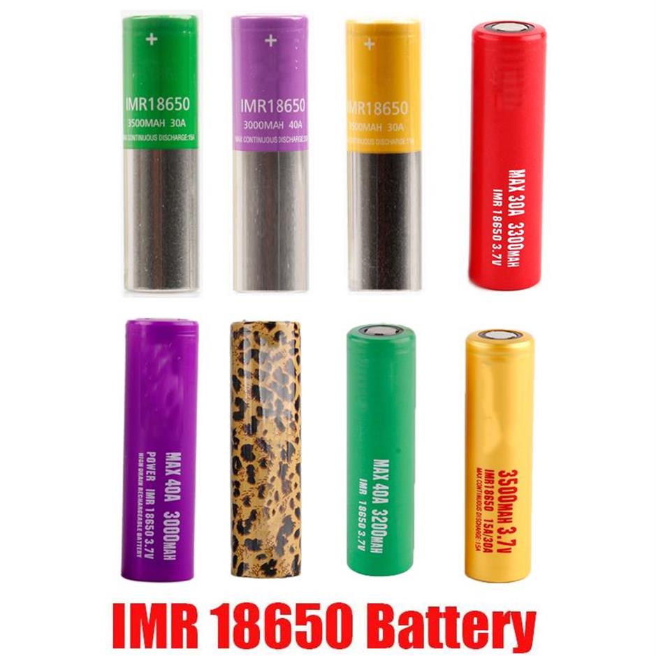 

IMR 18650 Battery 3000mah 3200mah 3300mah 3500mah 40A leopard print MAX50A Purple Red Gold 50A 2600mAh Rechargeable Vape Ecigsa32