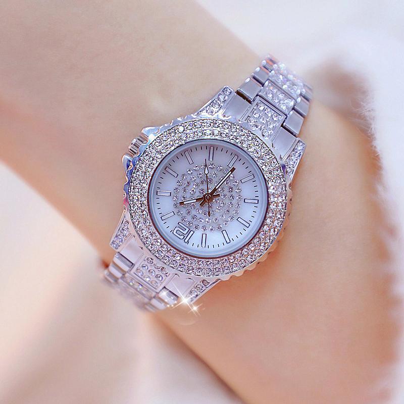 

Wristwatches Elegant Sliver Women Watches Diamond Ladies Watch Waterproof Stainless Steel Dress Montre Femme 2021, Gold