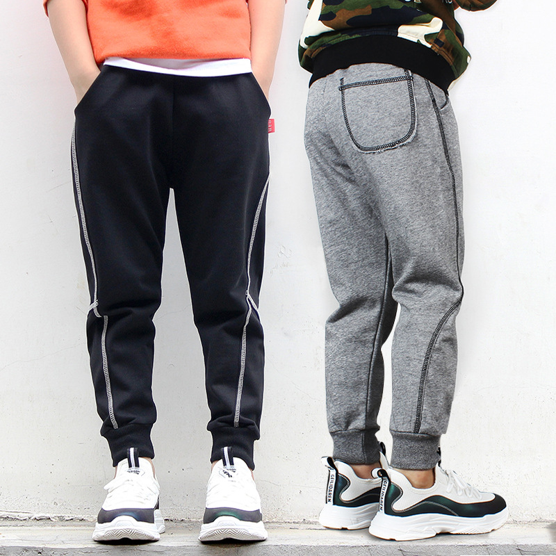 

Spring Kids Big Boys Fashion Sports Pants Design Cotton Trousers Korean Clothes, Blue