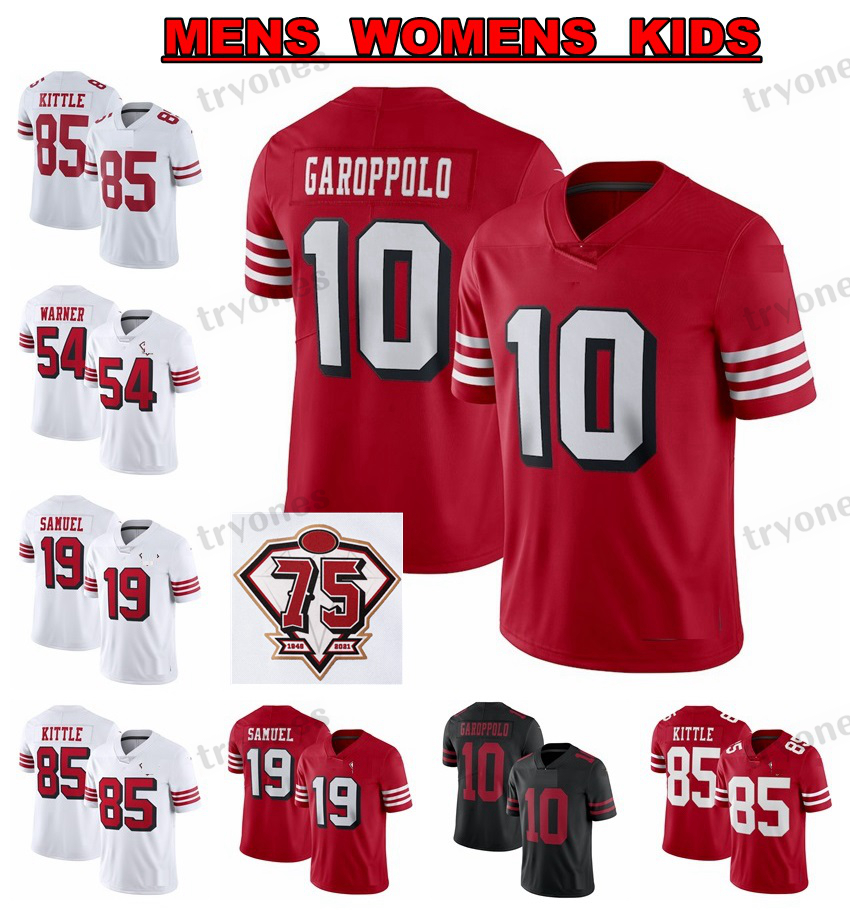 

Mens 5 Trey Lance Jimmy Garoppolo George Kittle Football Jerseys 97 Nick Bosa Aiyuk Samuel Ford Juszczyk Mostert Warner Verrett Colin Kaepernick Montana Rice Young, 75th kids s-xl