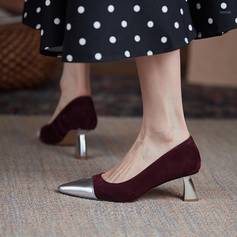 

Ms. Genuine Leather Women Shoes Fashion Pointed Sheepskin Wedding Party Pumps Size 34-43 Dress, Black