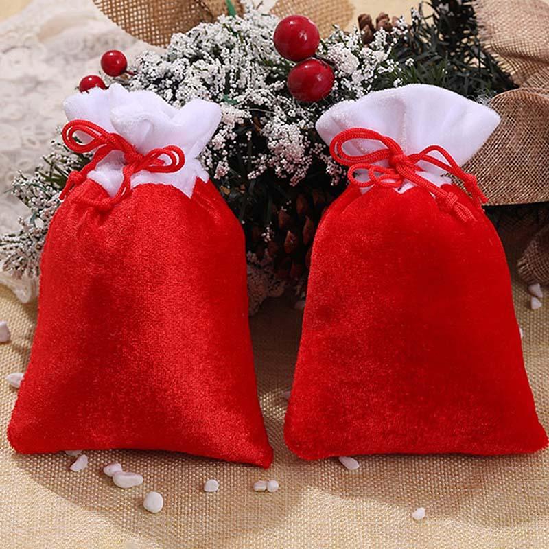 

Christmas Decorations Bag Red Velvet Drawstring Xmas Tree Navidad Gift Bags Year Candy 2021