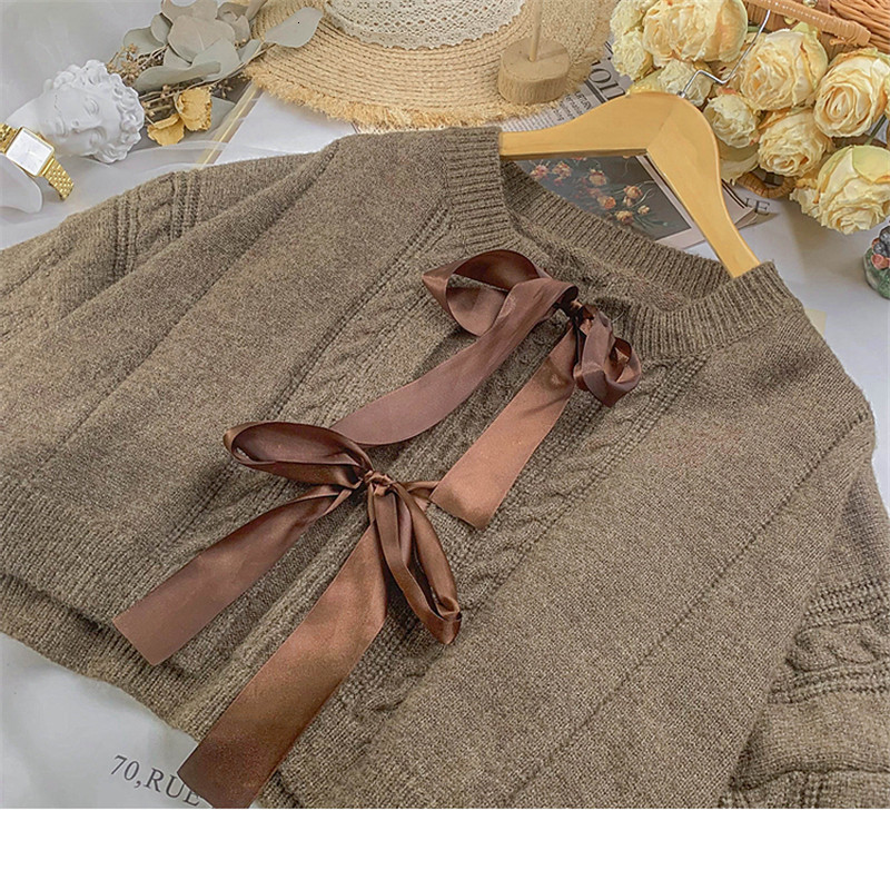 

Women's Sweaters Back sweet girl vintage mesh cardigan ribbon fall arc long sleeve short sweater casual top 48EQ, 1# shoe box