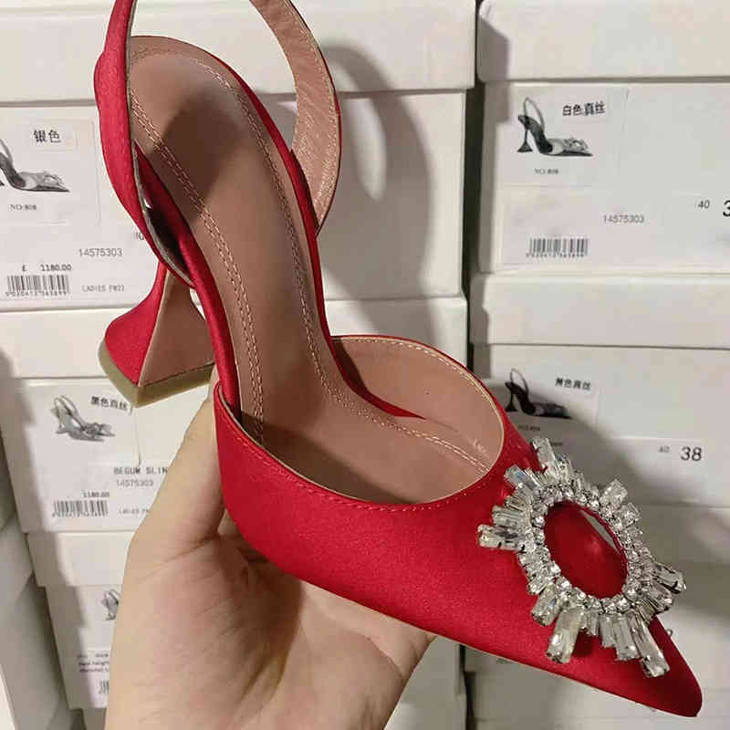 

Fashion High heeled sandal womens shoe Sequined Cloth Drill button 9.5cm heels Genuine Leather sole cool shoes Back Strap big size 35-43, Black