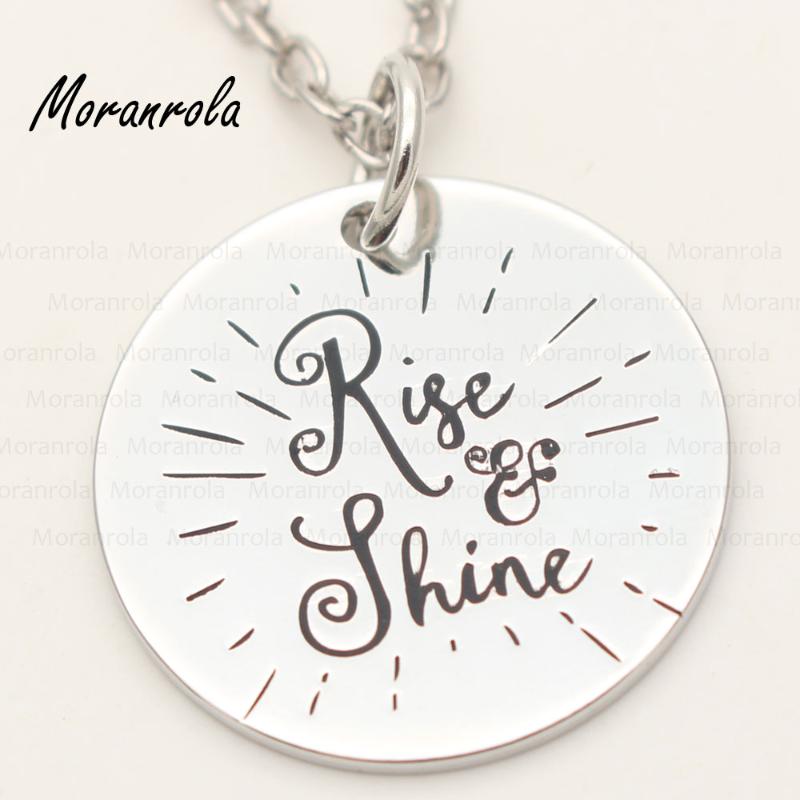 

Pendant Necklaces Arried" Rise And Shine " Copper Necklace Keychain,charm Hand Stamped Jewelry Gift For Loved One Family Home