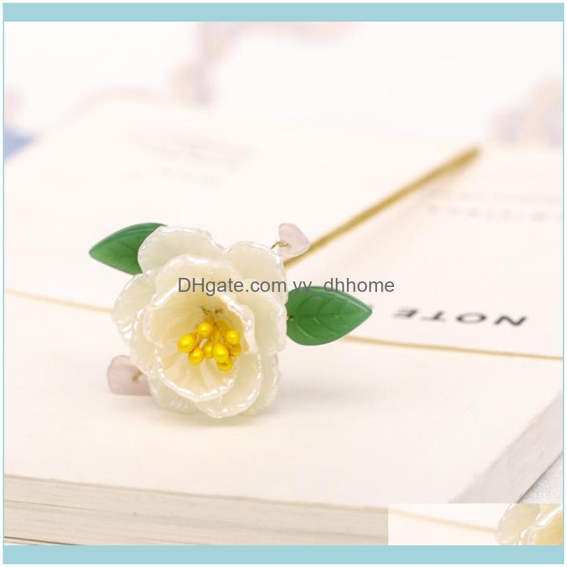 

Jewelrylxury Chinese Vintage Style Rose Hair Stick Women Flower Pin Sample Jewelry Headpeice For Hanfu Aessory Xh Clips & Barrettes Drop Del