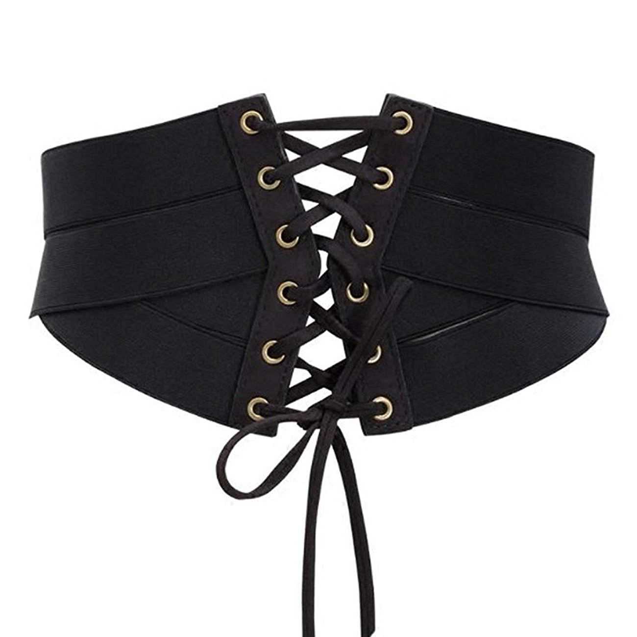 

Women's Fashion Elastic Stretch Wide Band Corset Waist Belt P0817, Black