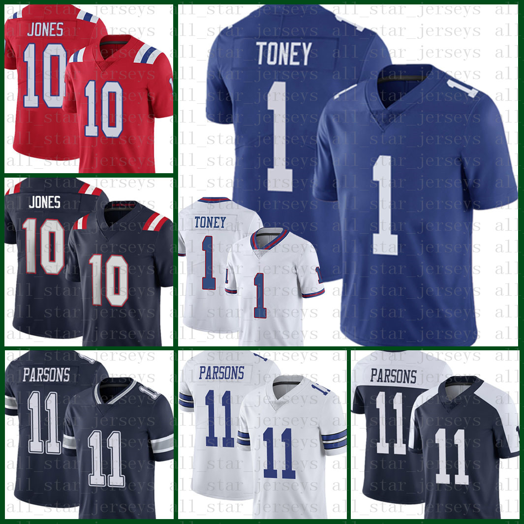 

American football jersey New England Patriot 10 Mac Jones Dallas Cowboy 11 Micah Parsons New Mens York Giants 1 Kadarius Toney 2, Black;red
