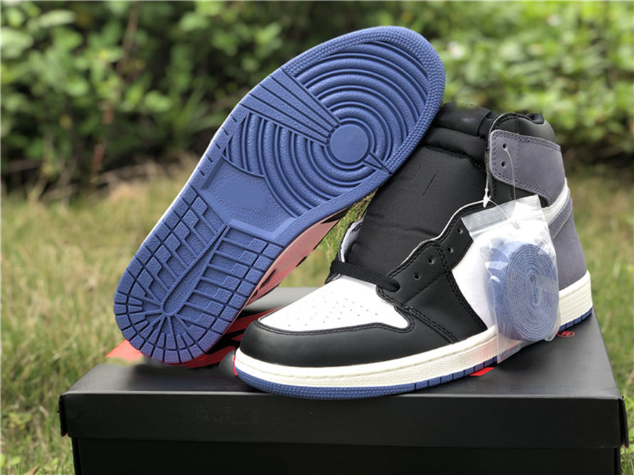 

Blue Moon Jumpman 1 mens basketball shoes black white gray color matching fashion trainers luxurys designer sneakers size 40---46