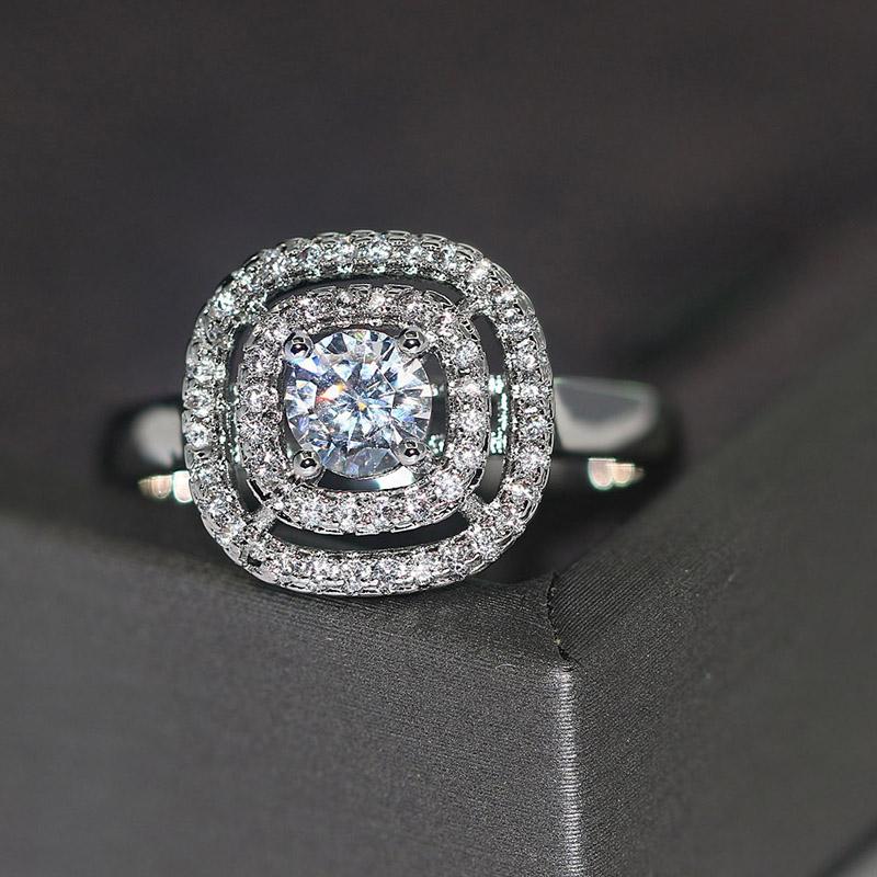 Wedding Rings Engagement For Women Luxury Classic Style 4 Craws Cubic Zirconia Silver Color Gift Fashion Jewelry R652-image-711412270