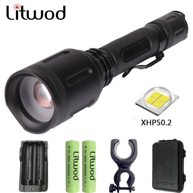 

Litwod Z201262 Tactical LED Torch 2654lm XLamp XHP50.2 Aluminum Alloy Zoomable Defense Lantern For Camping Hunting Flashlights To Torches