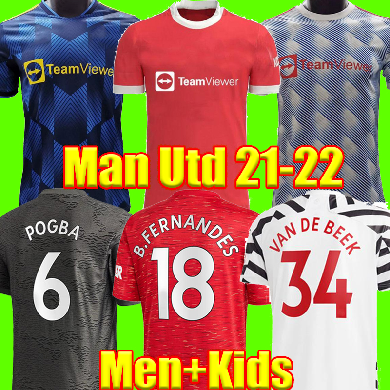 

2021 2022 Manchester soccer jerseys UNITED CAVANI UTD VAN DE BEEK B. FERNANDES RASHFORD football shirt 20 21 22 man + kids kit HUMANRACE fourth, Black;yellow