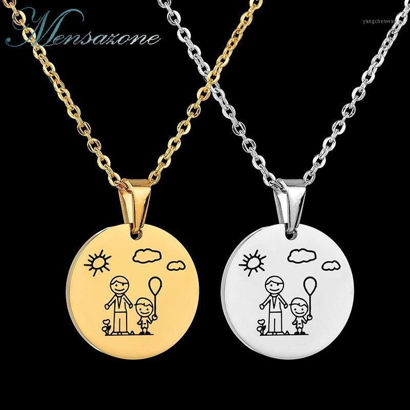 

Family Jewelry Stainless Steel Dad Son Necklace Color Roung Pendant For Women Gift Chains