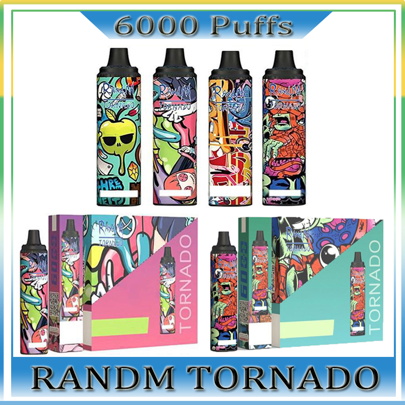 

100% Original RANDM TORNADO 6000 PUFFS E-Cigarette Disposable Vape Pen Device Pod 12ml Capatity 850mah Battery Recharge Type-C Port Air-Adju