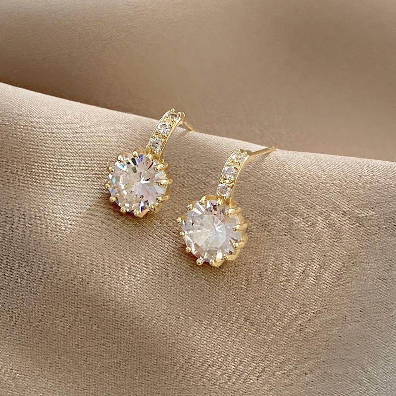 

Stud Ins Fashion Cubic Zirconia Fine Jewelry Earrings For Woman Luxury Bride Wedding Statement Anniversary Gift, Golden;silver