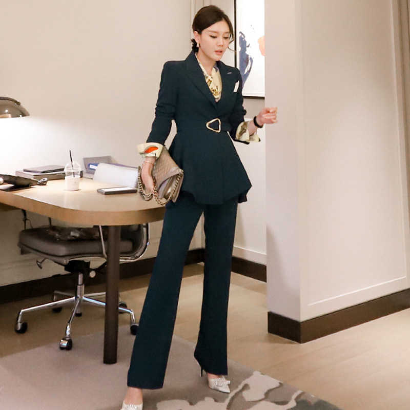 

Autumn and Winter Women's Suit Pants Two-piece Office Professional Wear Slim Ladies Jacket High Quality Elegant Trousers 210527