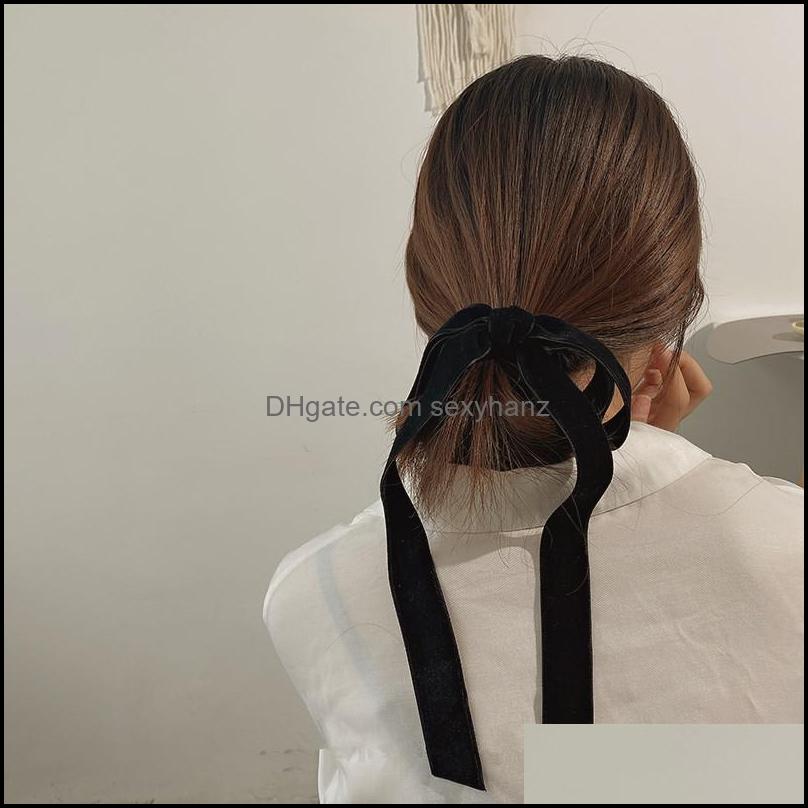 

Jewelry Hair Clips & Barrettes Fashion Sweet Bands Veet Rope Black Bow High Elastic For Women Aessories Autumn Headwear Gifts Drop Delivery