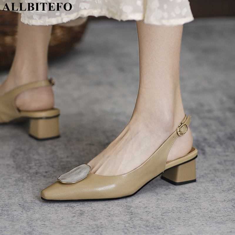 

ALLBITEFO soft genuine leather brand high heels fashion sexy women heels shoes summer Expose the heel women sandals sandalias 210611, As picture
