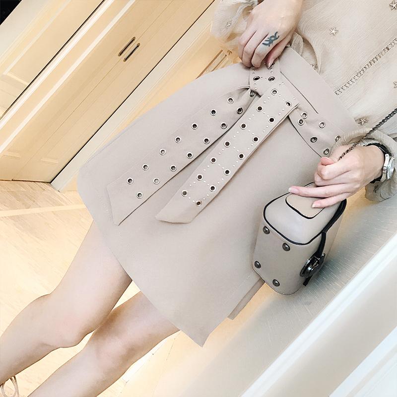 

Skirts 2021 Spring Irregular Belts Fashion High Waist, Khaki