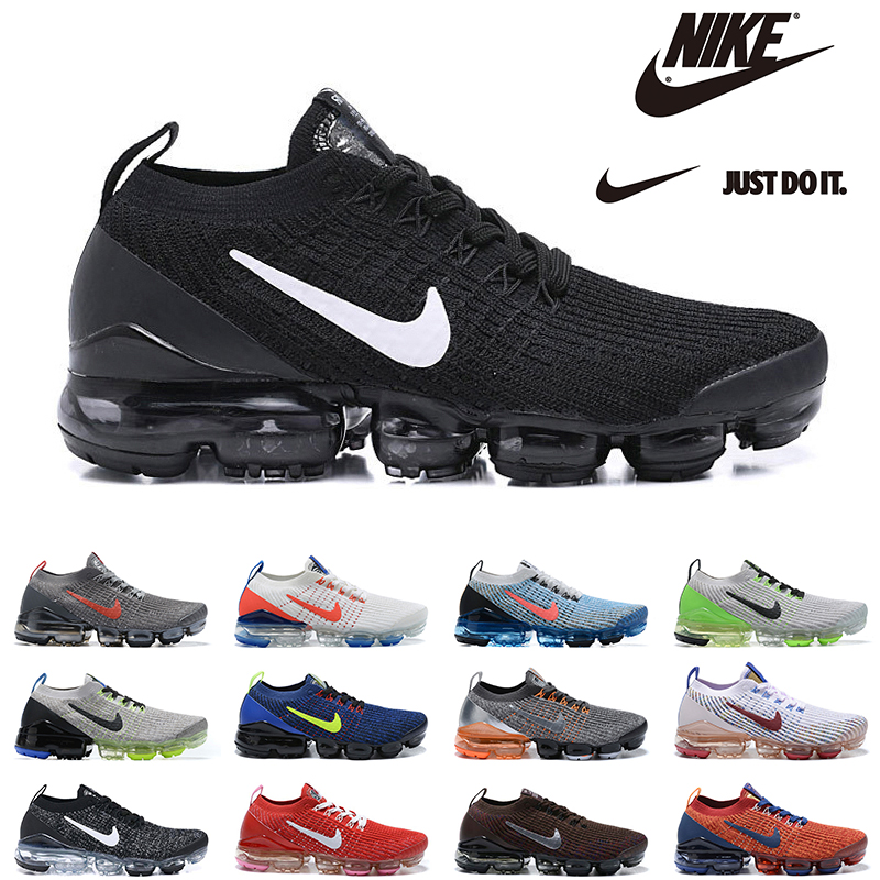 

Nike Air Vapormax Flyknit 3.0 men women running shoes Triple Black White Particle Grey Electric Green Laser Fuchsia Oreo mens trainer, # 1