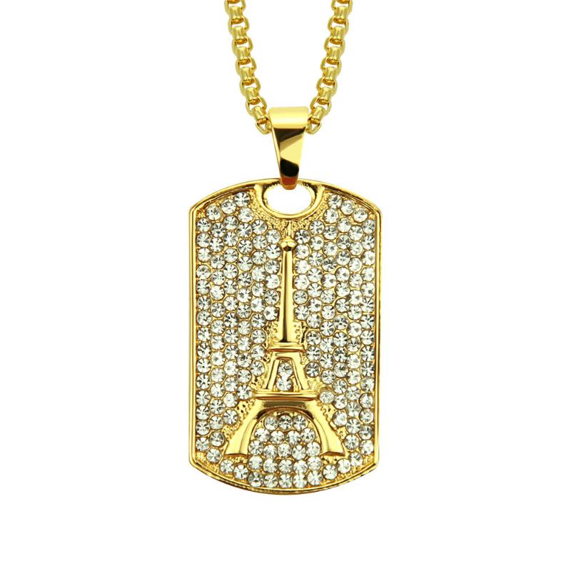 

Pendant Necklaces WANGAIYAO Hip-hop Tower Army Couple Necklace Exaggerated Fashion Personality Zircon Men And Women Brand, Silver