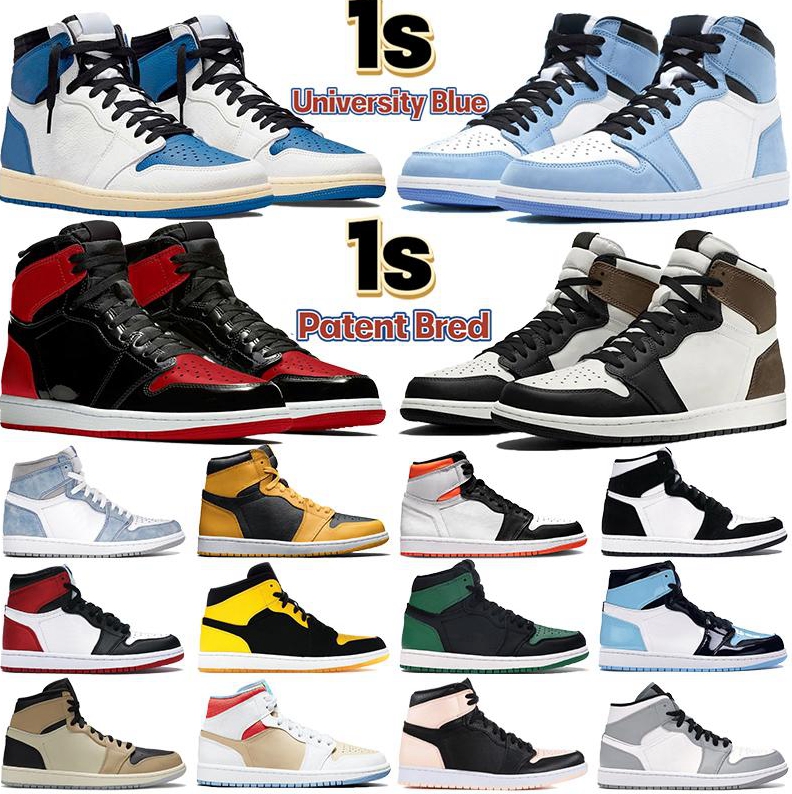 

High University Blue 1 Jump man Men 1s basketball shoes Bio Hack Obsidian Pine Green Bred toe Trophy Roomwomen trainers sports sneakers, 42