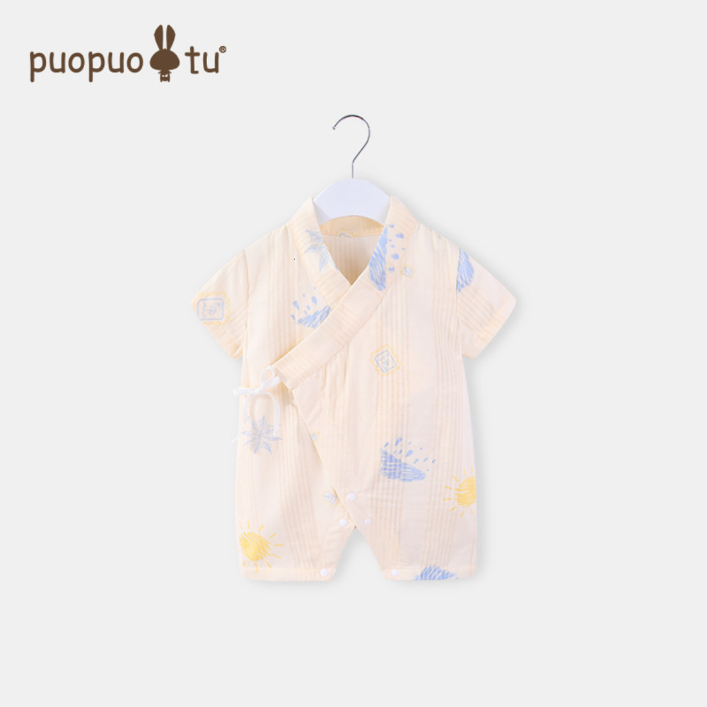 

Baby's clothes spring and summer baby's one-piece thin type ha climbing born monk's, White