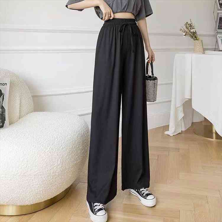 

women pants womens summer high waist loose casual pants for spring and autumn pantalones de mujer, Black;white