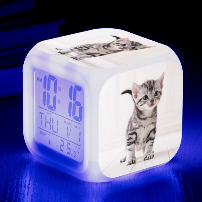 

Color Change Alarm Clock Plexiglass Mirror Square Digital-Watch Organic Glass Electronic Living Room Wall Clocks