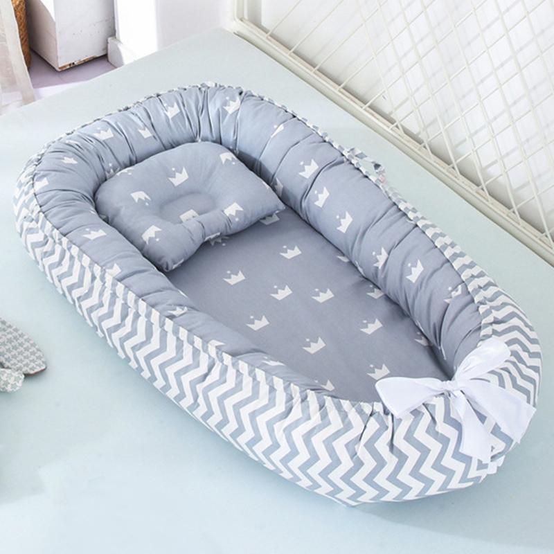 

Baby Cribs 85*50cm Nest Bed With Pillow Portable Crib Travel Infant Toddler Cotton Cradle For Born Bassinet Bumper