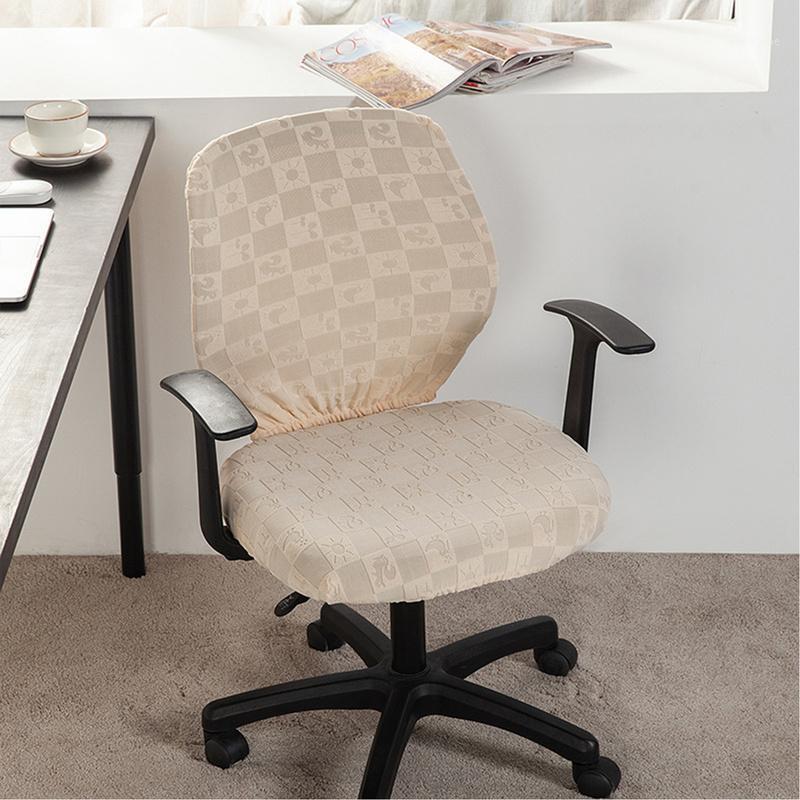 

Chair Covers Knitted Office Cover Jacquard Computer Removable Rotating Lift Seat Case Solid Color Slipcover Home Decor