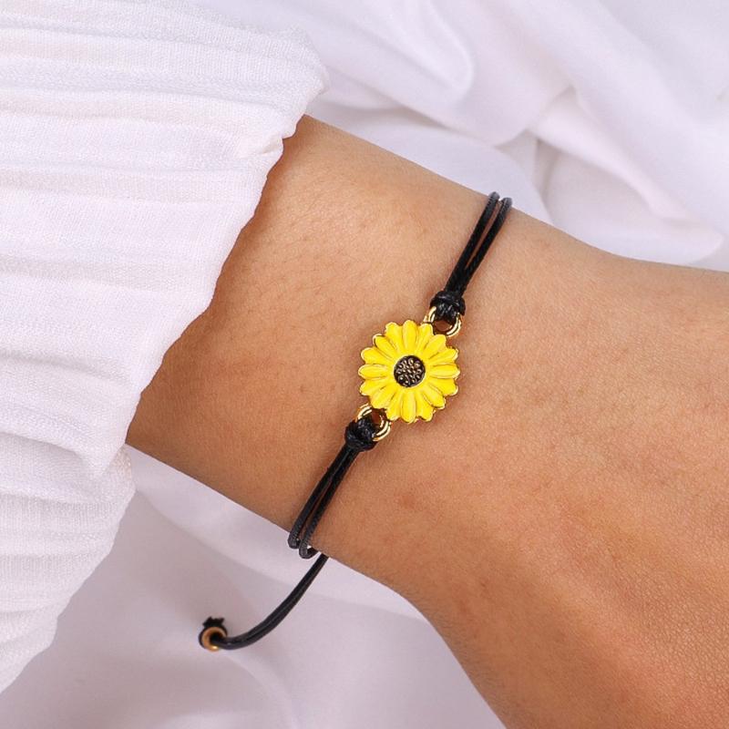 

Link, Chain 2pcs Bracelet Sunflower For Women 2021 Trend Fashion Jewelry Accessories Engagement Wedding Gift Pulseras Mujer