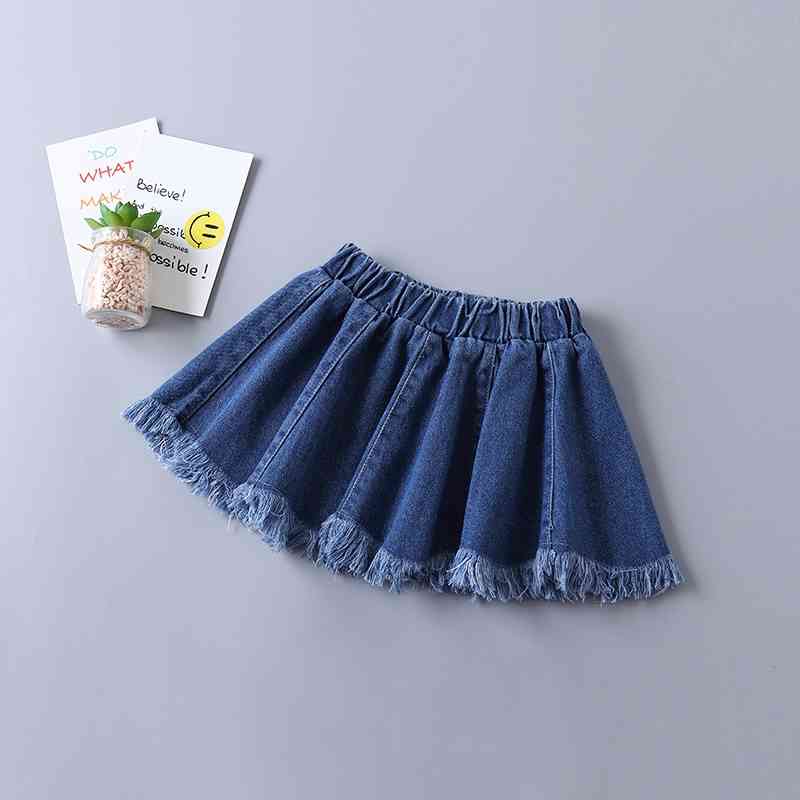 

2- year high quality girl clothing autumn casual fashion kid children short solid denim shirt 210615, Blue