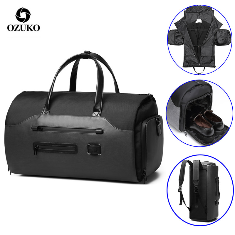 

OZUKO Travel Bag Multifunction Men Suit Storage Large Capacity Luggage Handbag Male Waterproof Travel Duffel Bag Shoes Pocket, 9209-black