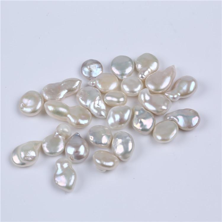

Other White Natural 13-14mm Coin Shape Keshi Freshwater Loose Pearls