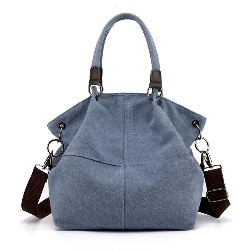 

Duffel Bags Canvas Women Handbag Portable Travel Messenger Bag Gym Tote, Blue