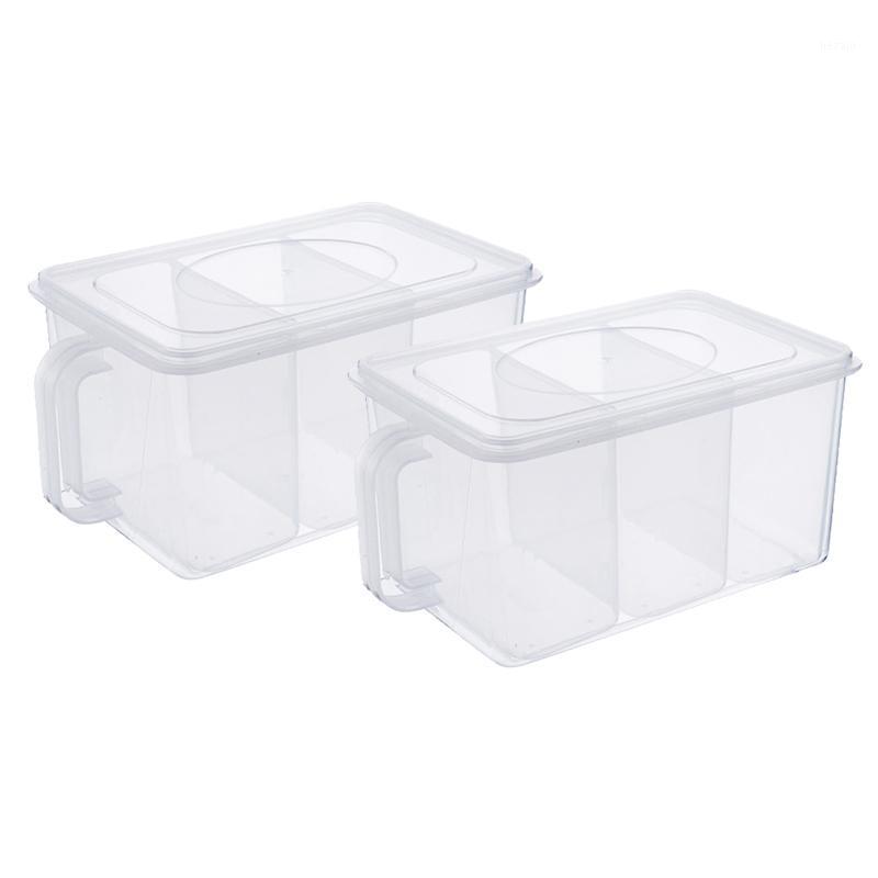 

Storage Bottles & Jars 2 Pack Plastic Containers With Removable Bins Handle Food Organizer Boxes Lids For Fridge Cabinet