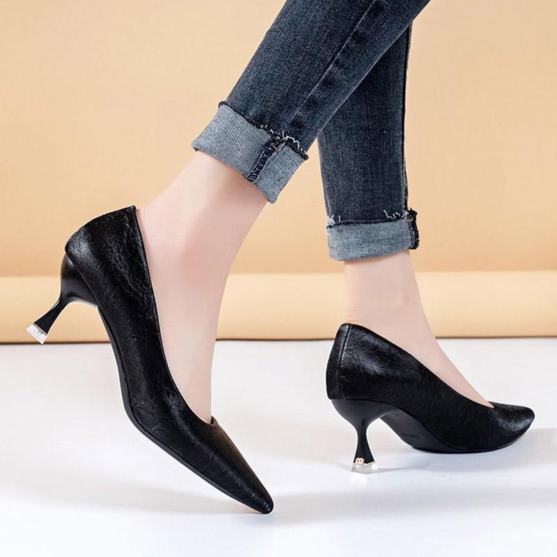 

Dress Shoes 6cm Ol Office Lady Female High Heels Basic Pumps Pointed Toe Boat Wedding Bridal Stilettos 9336L, Beige
