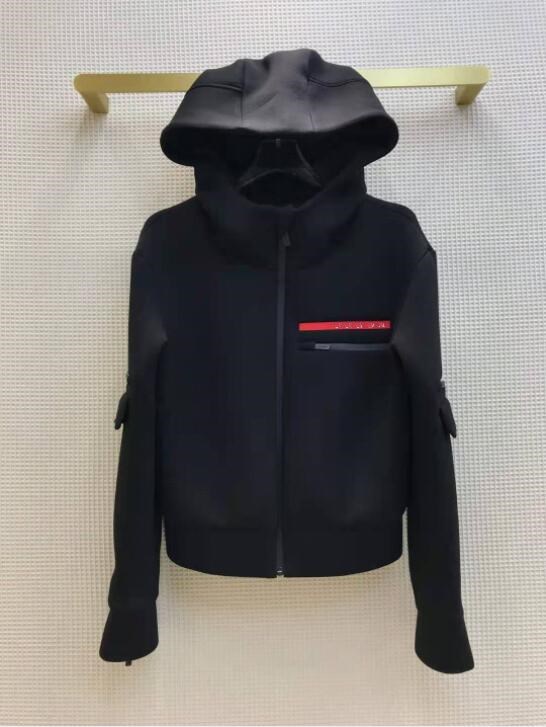 

Women's jacket casual hooded long-sleeved zipper jacket space cotton red letter logo short outdoor hoodie coat