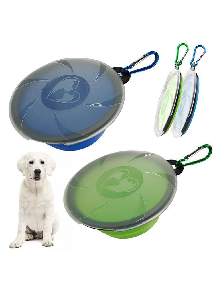 

Cat Bowls & Feeders Dog Travel Collapsible Water Bowl Foldaway Food Dish With Lid And Carabiner BPA-Free Washable Pet Container