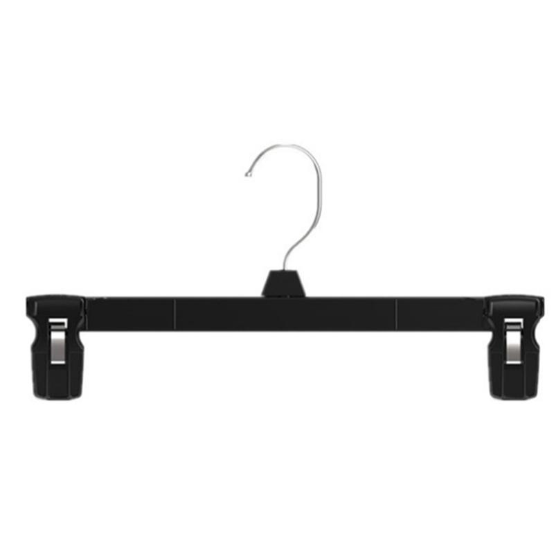 

Pants Hangers Black Plastic Skirt Hanger With Non Slip Big Clips And Rotatable Hook Durable Sturdy & Racks