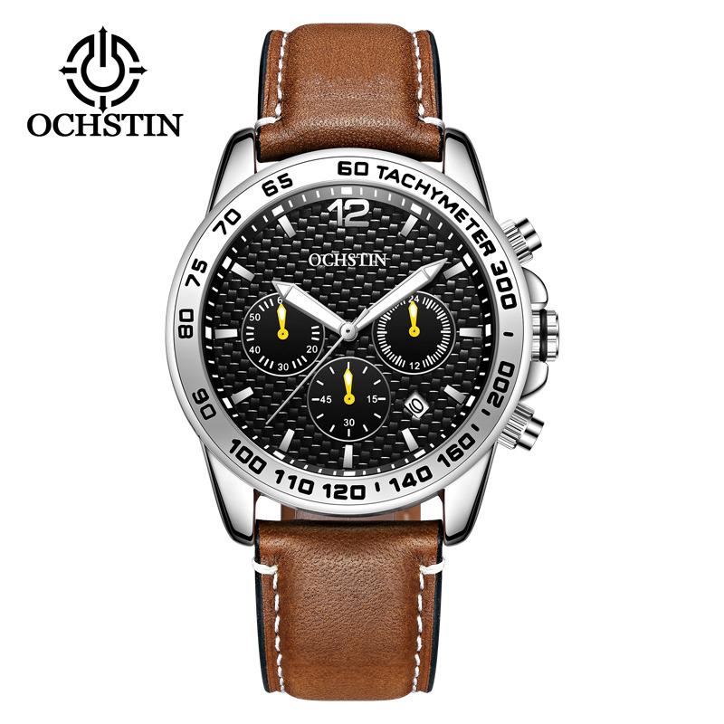 

Wristwatches Top Brand OCHSTIN Watches Luxury Men Sport Leather Band Chronograph Quartz Relogio Masculino 6117, Gq611703 without box