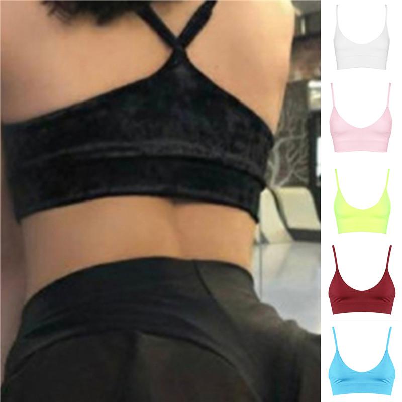 

Women' Tanks & Camis Vest Women Sports Bra Underwear Gym Workout Running Push-up Athletic Cross-Back Crop Top Solid Fitness Clothing, Black